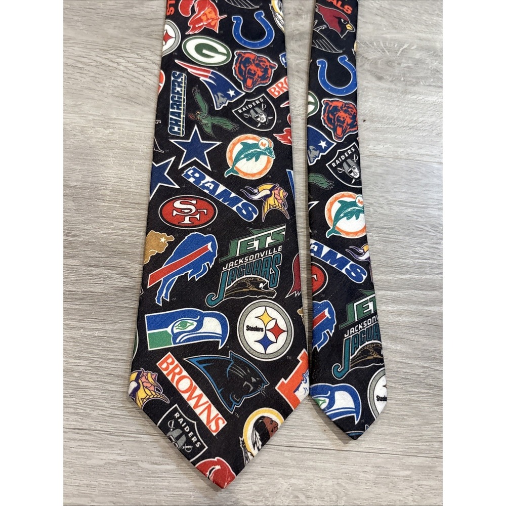 Vintage 1994‎ NFL Mens Necktie Football Team Logos Steelers Raiders Colts Browns